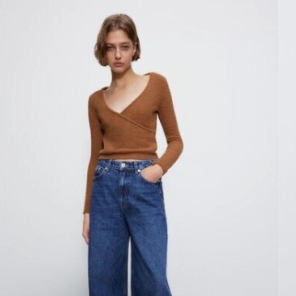 Zara Light Brown Wrap Sweater